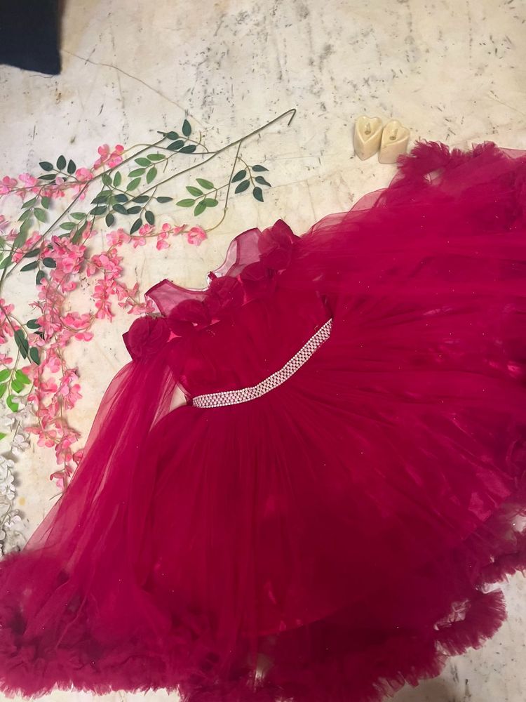 Red Tulle Flower Girl Dress