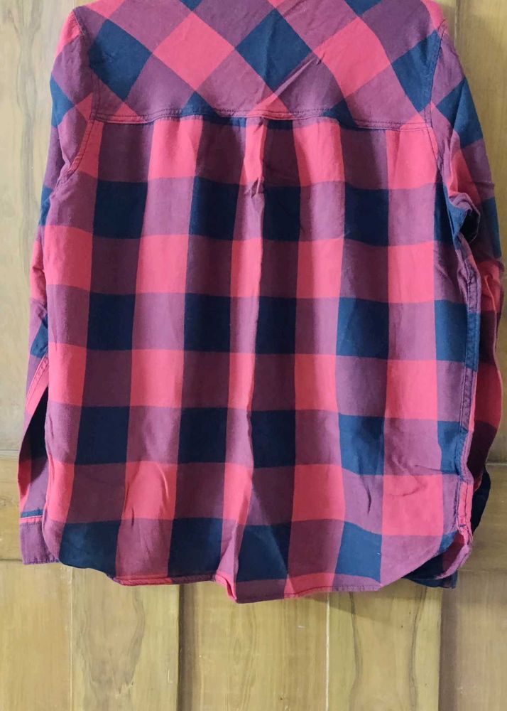 Women Yarn Dyed Red &amp; Black Check Shirt