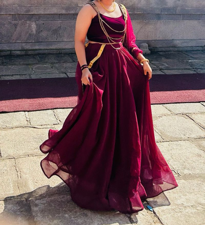 Elegant Maroon Ethnic Lehengha