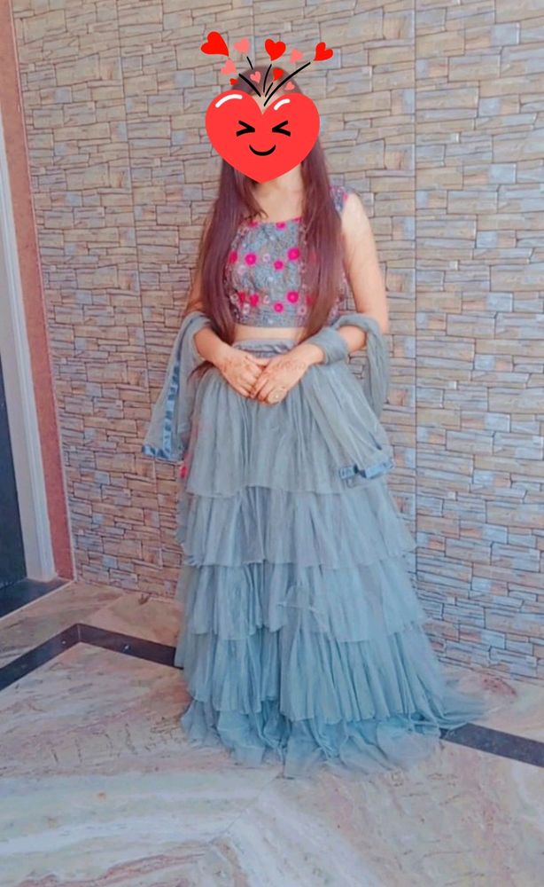 price drop... Grey frill lahngacholi....🤩🤩🤩