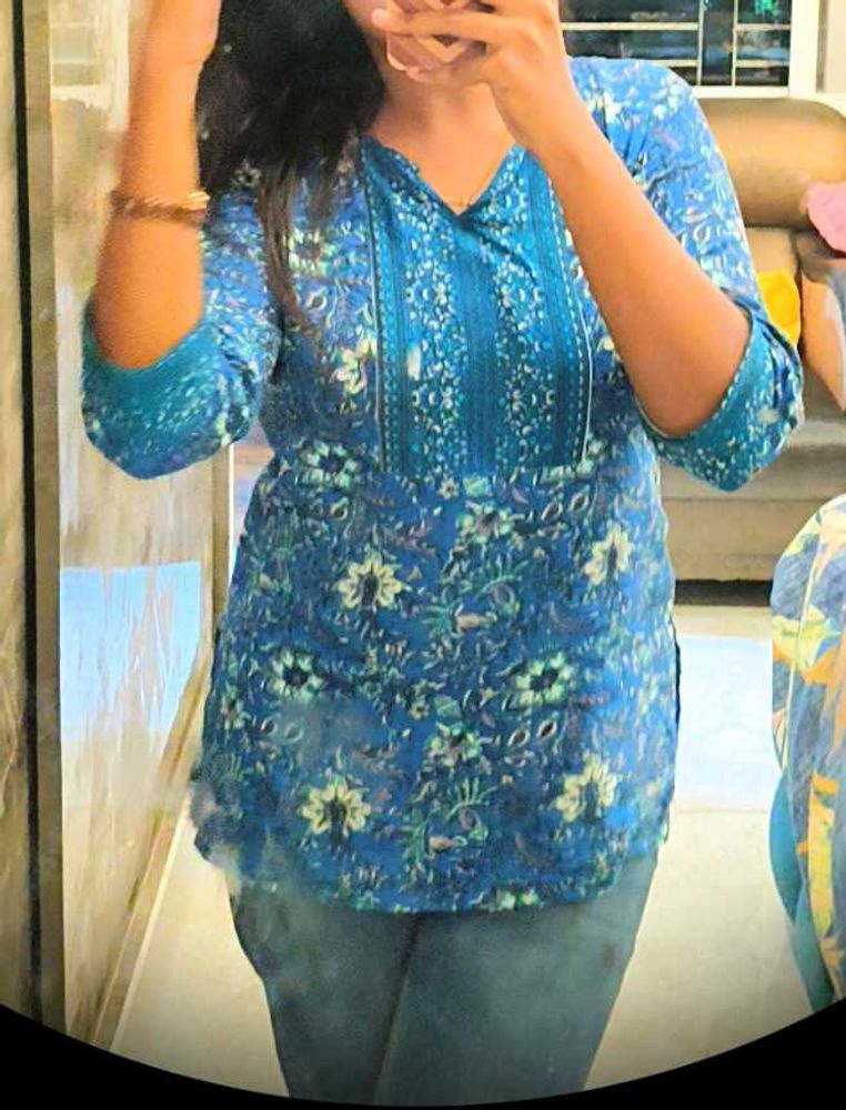 Blue Floral Short Kurta 💙🫶