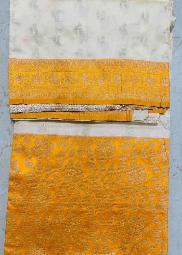 Unused Pearl white saree