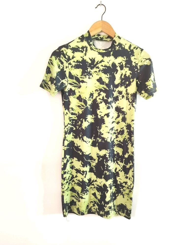 Shein FluorescentGreen Printed Western Dress(Women
