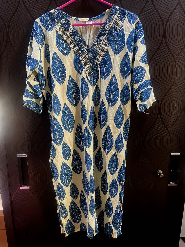 Boho Leaf Print Kurta
