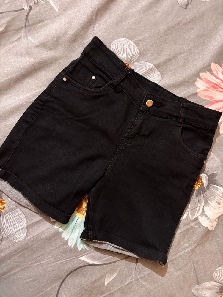 Black Denim Shorts