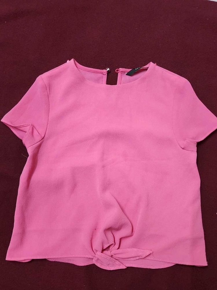 Cute Pink Tie-Front Top