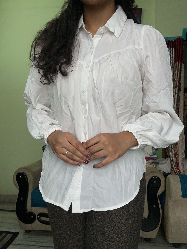 White Formal Shirt with Puff sleeves🤍