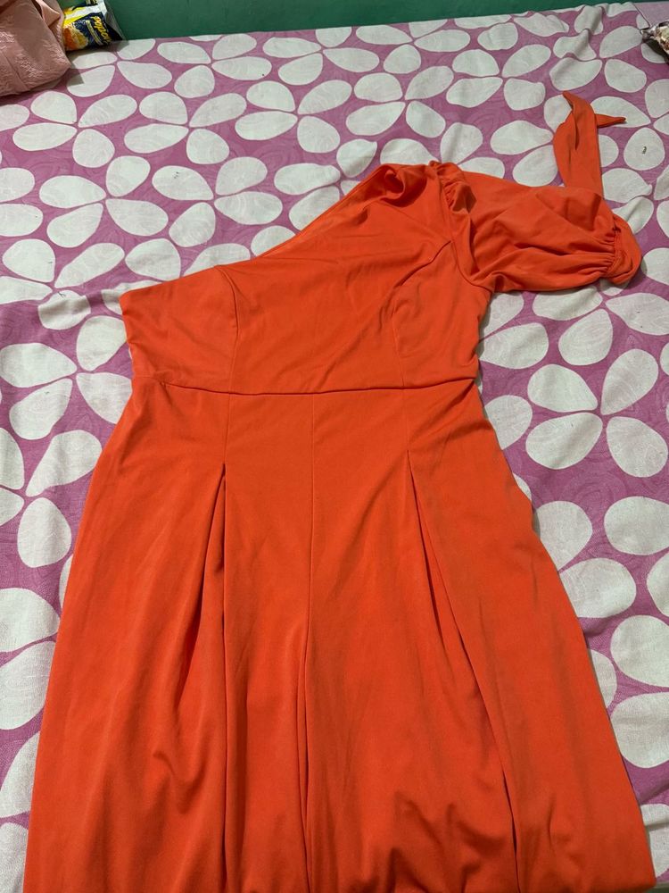 Orange One Shoulder Dress