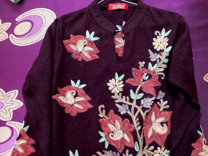 Embroidered  Woollen Kurta