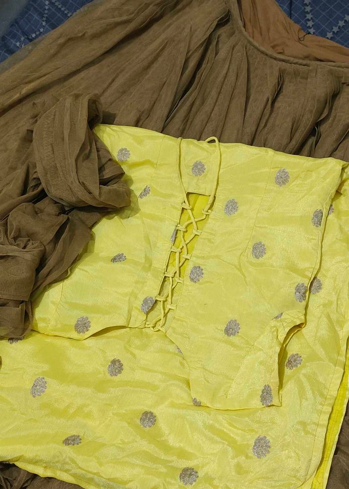yellow and brown sharara Set