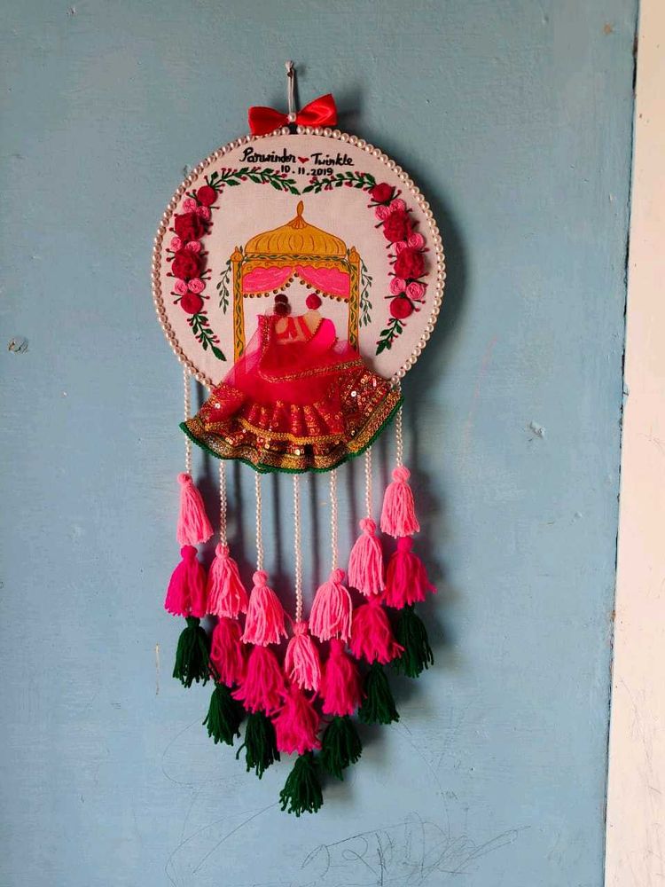 Wedding Anniversary Embroidery Hoop With Tassels