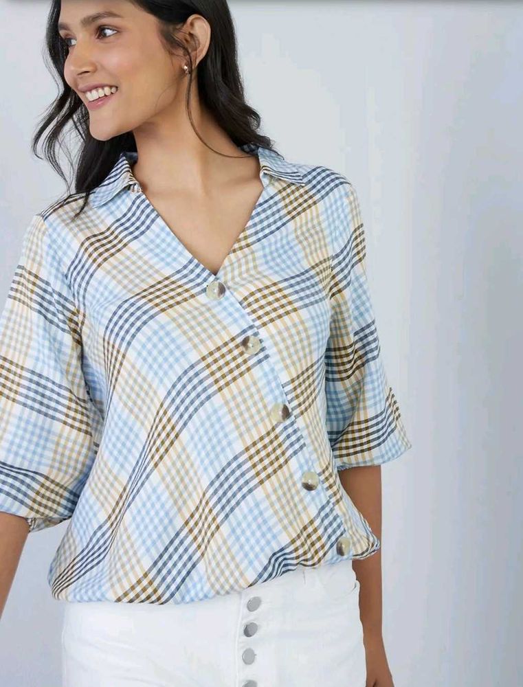 Plaid Button-Up Top