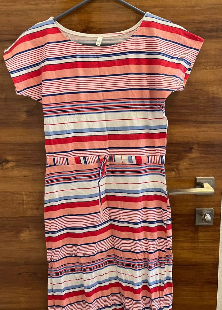 Pink And White Multicolor Dress- Beach Wear