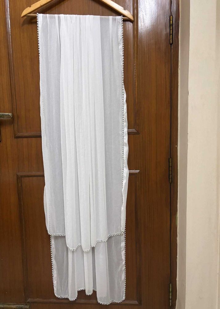 Beads &amp; Stones White Dupatta