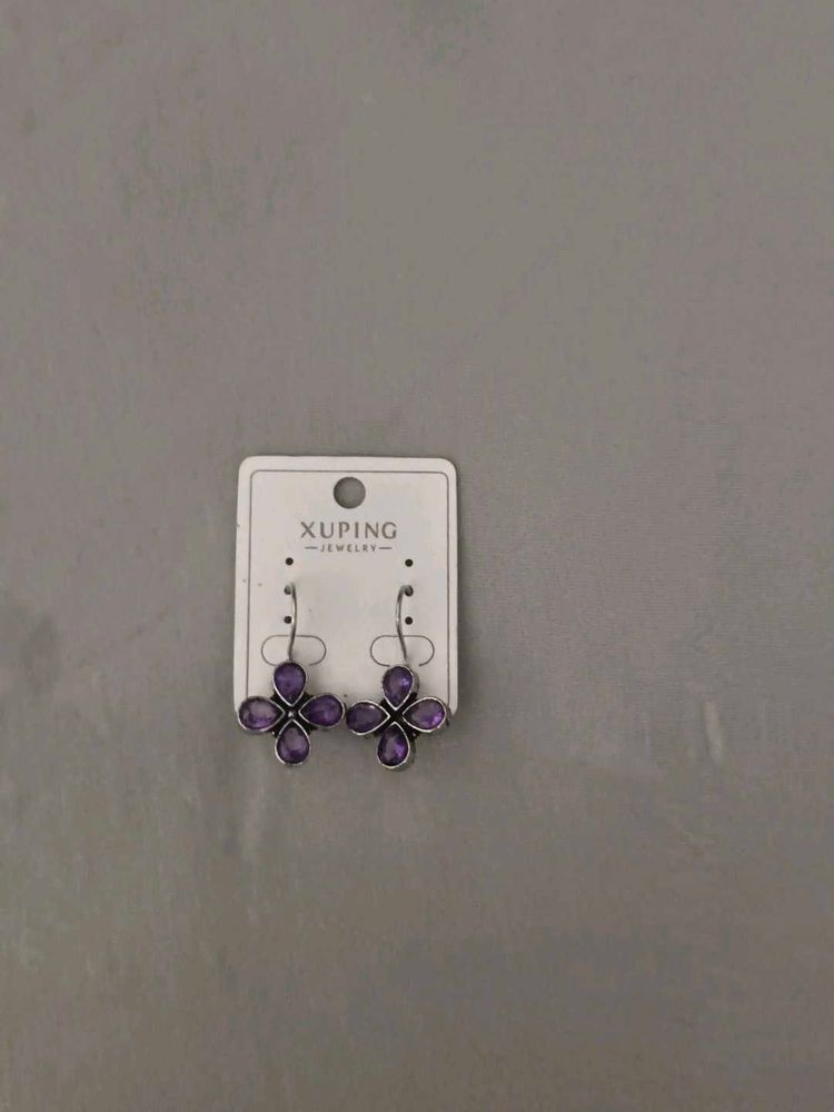 Xuping Purple Flower Earrings