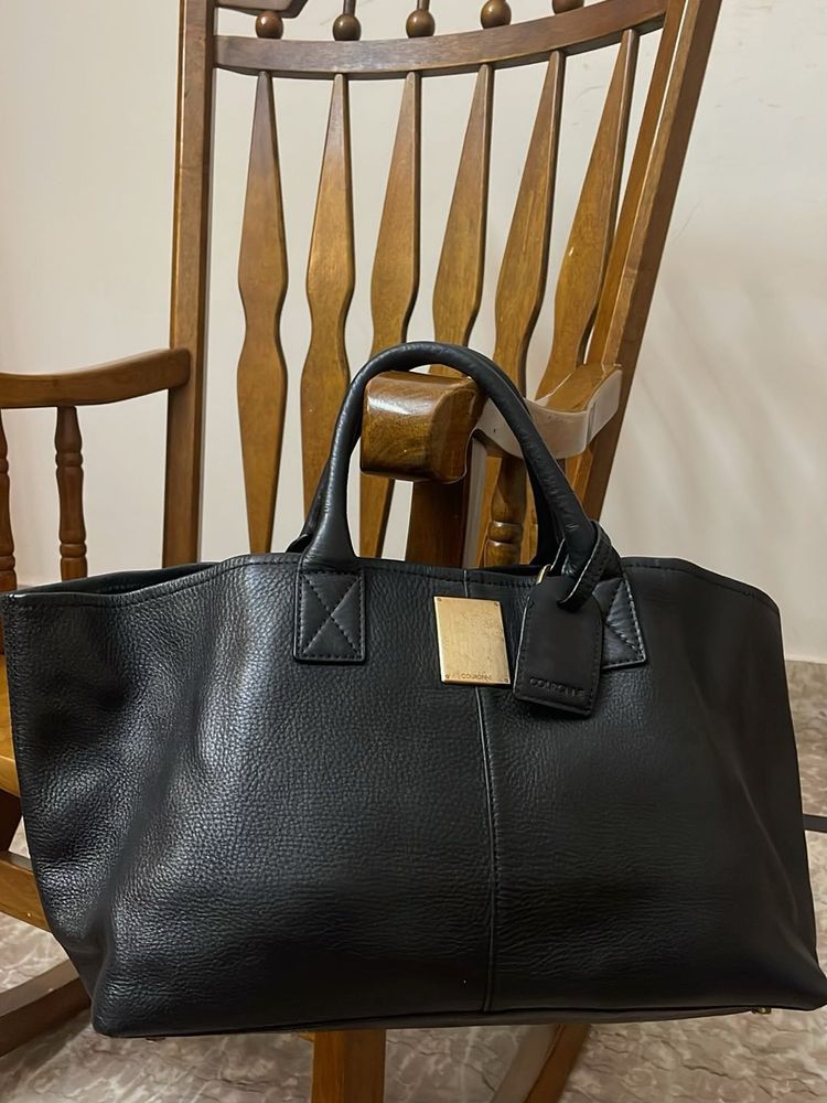 Black Leather Tote Bag