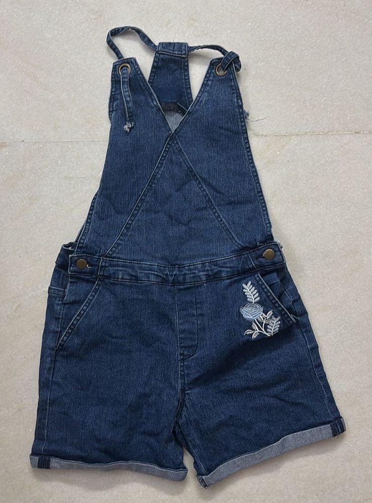 Blue solid playsuit/overalls/dungarees