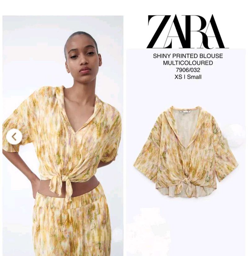 Zara Shiny Printed Top 💛