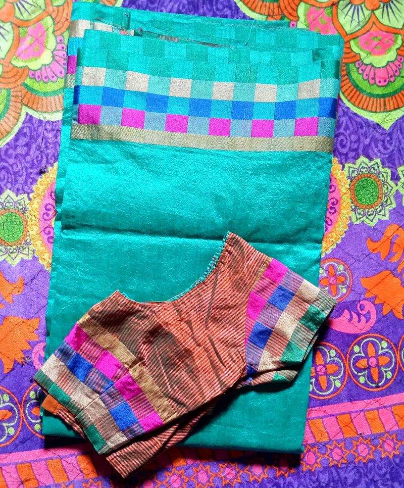 Elegant Teal Saree with Blouse