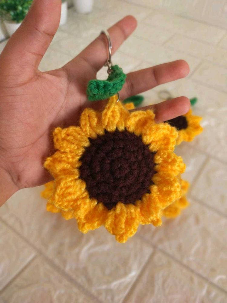 Sunflower Crochet Keychain