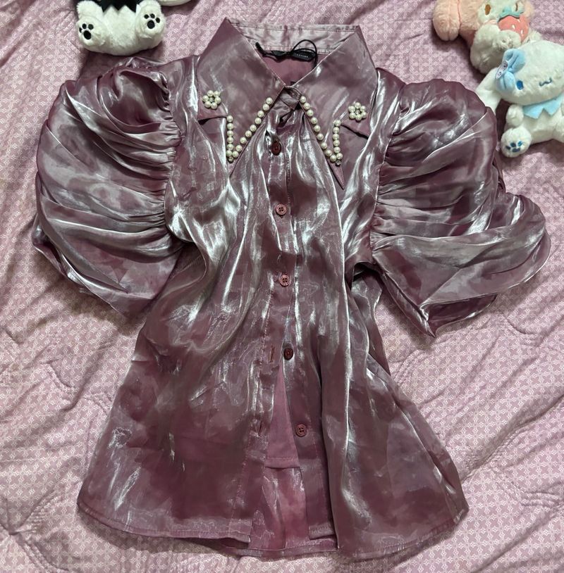 Purple Pearl Detail Top