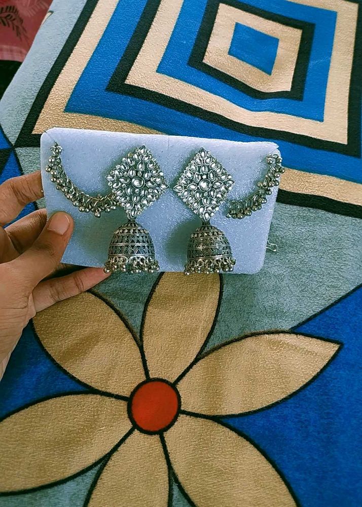 Silver Jhumka Earrings