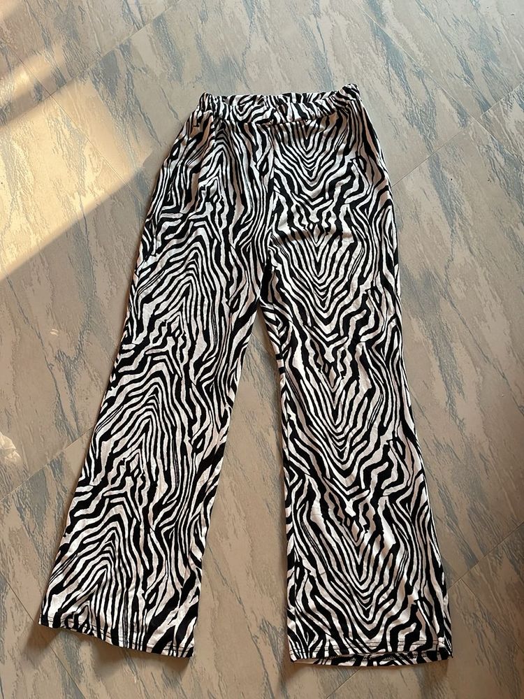 Zebra Print Wide Leg Pants