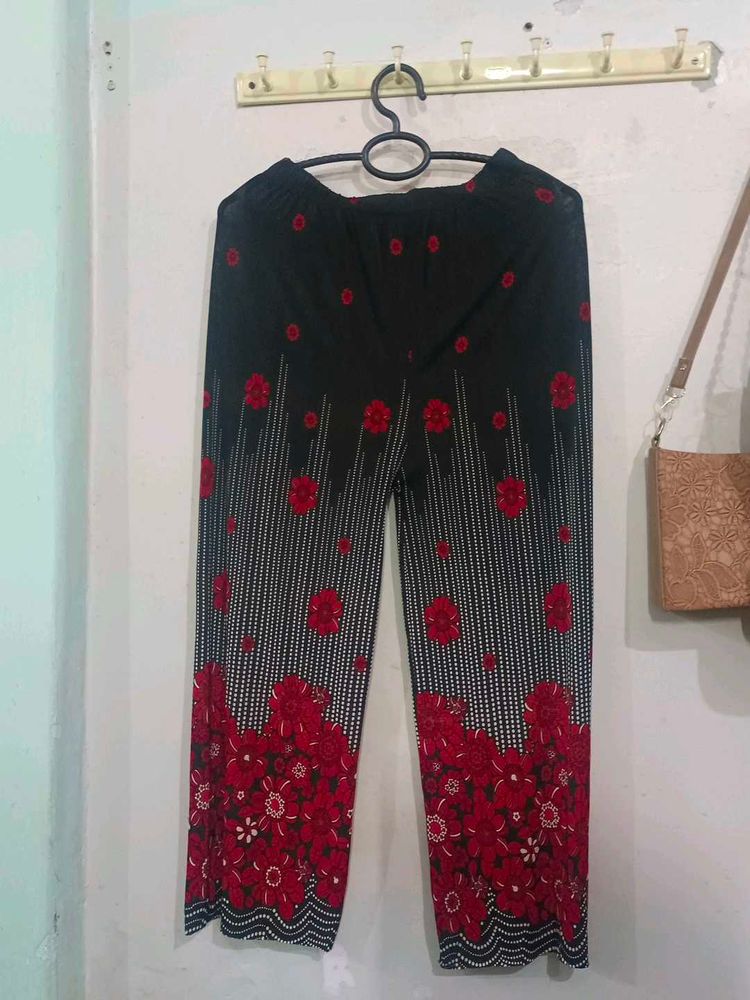 Polyester Floral Print Straight Pant