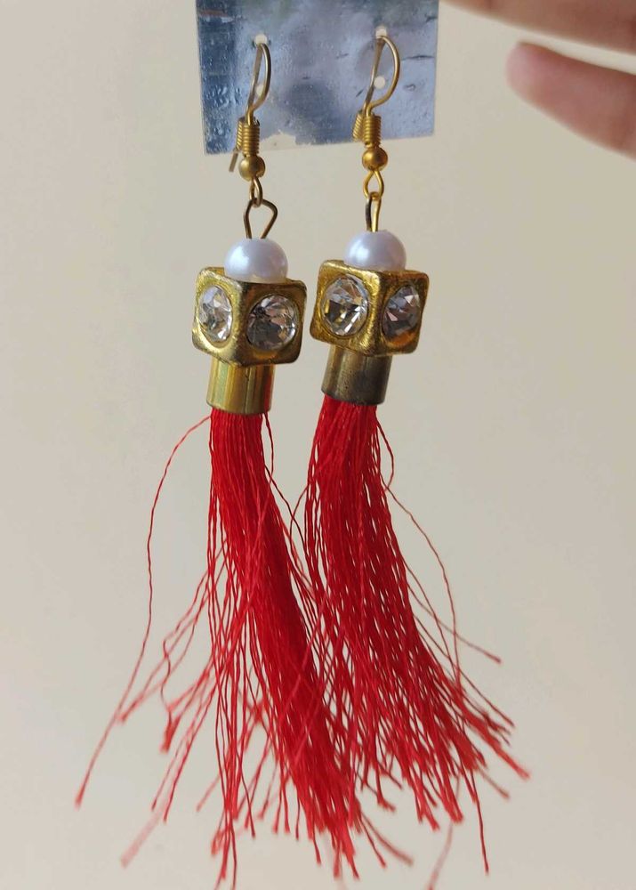 Red Tassel Earrings