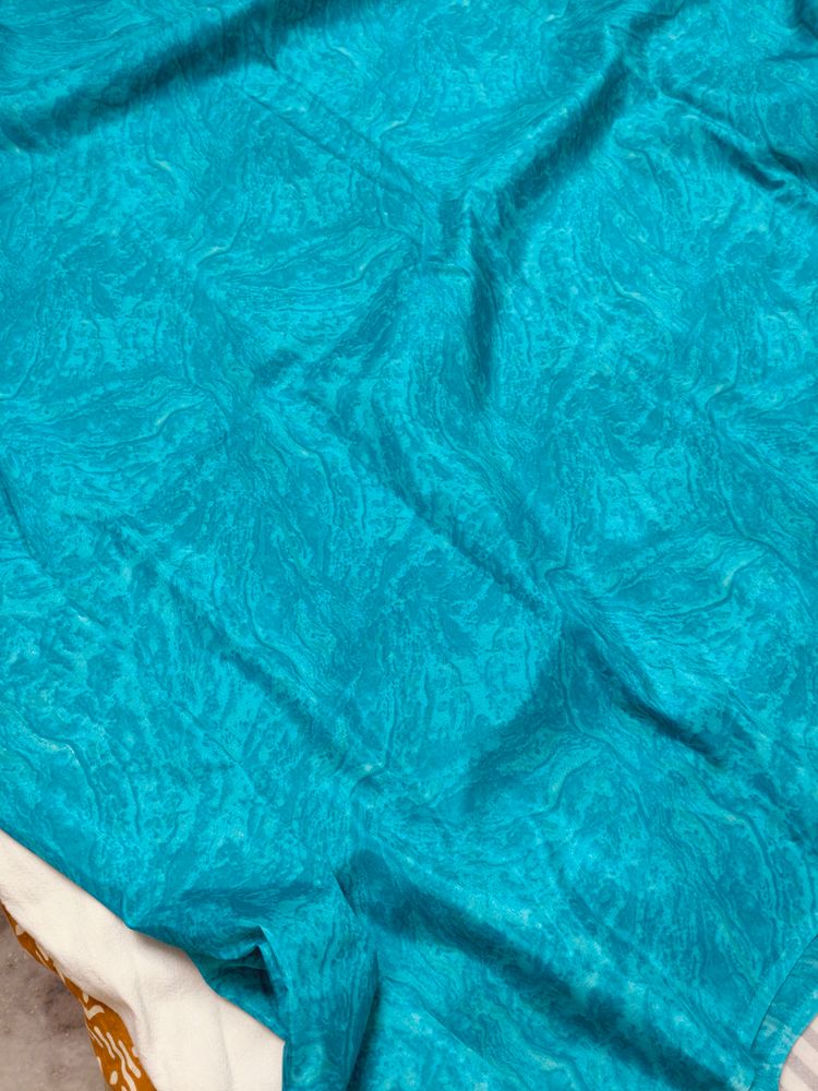 Teal Blue Abstract Fabric. 5 Meters