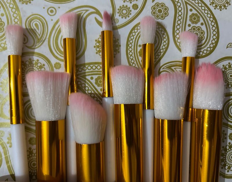 Set of 10 aesthetic makeup brushes