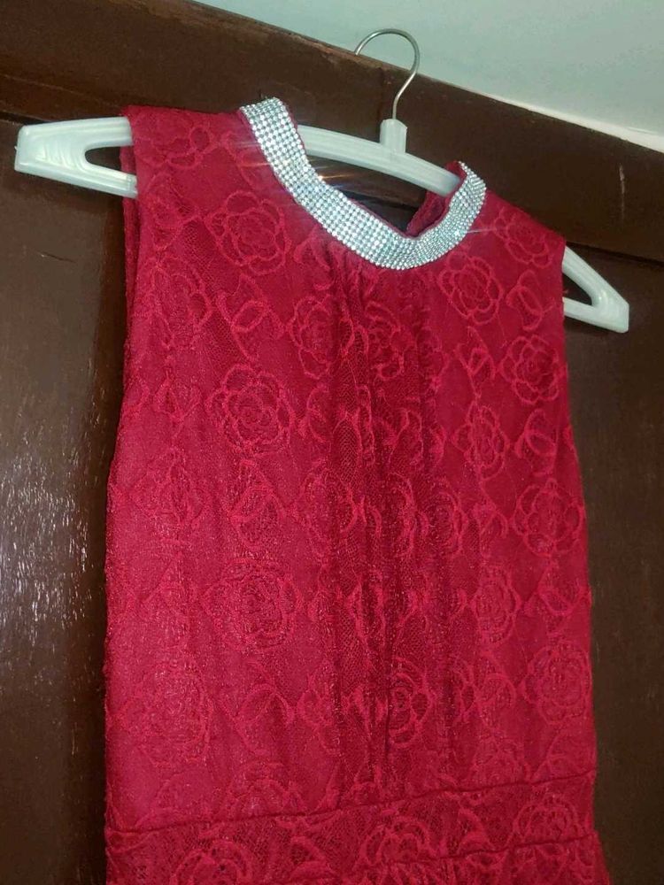 Maroon Colour Elegant Party Dress