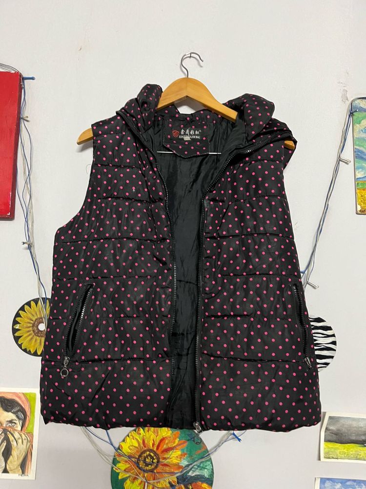 Polka Dot Puffer Vest🖤🩷