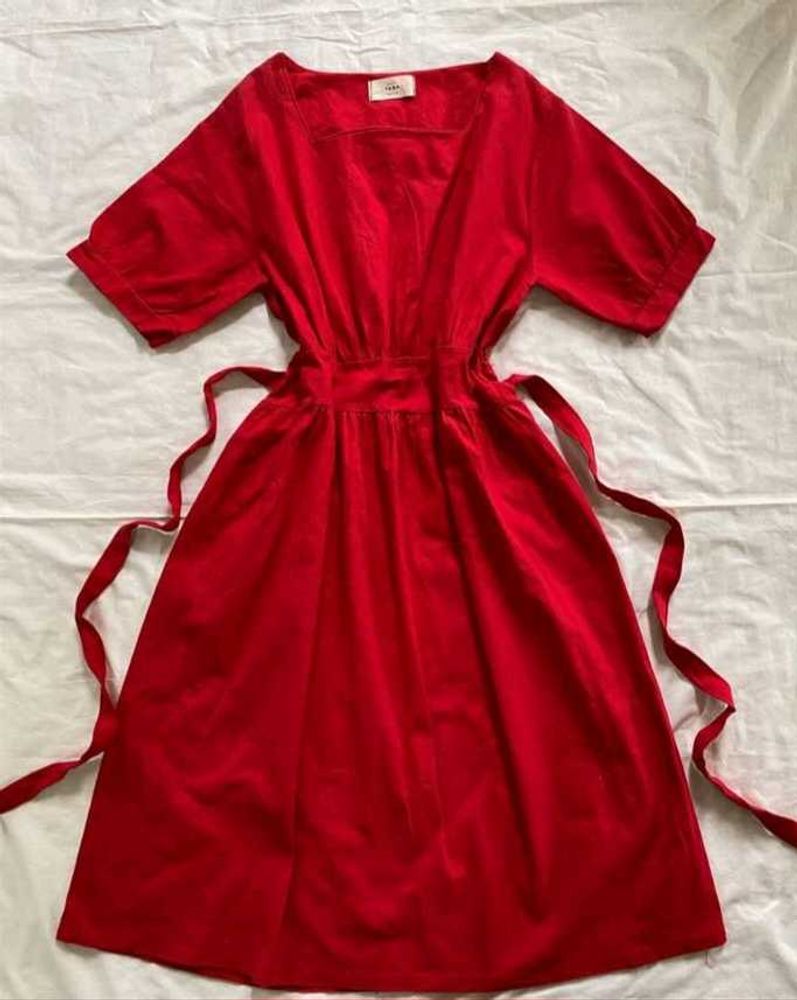 Cherry Red  Dress Soft Cotton Flowy &amp; Feminine