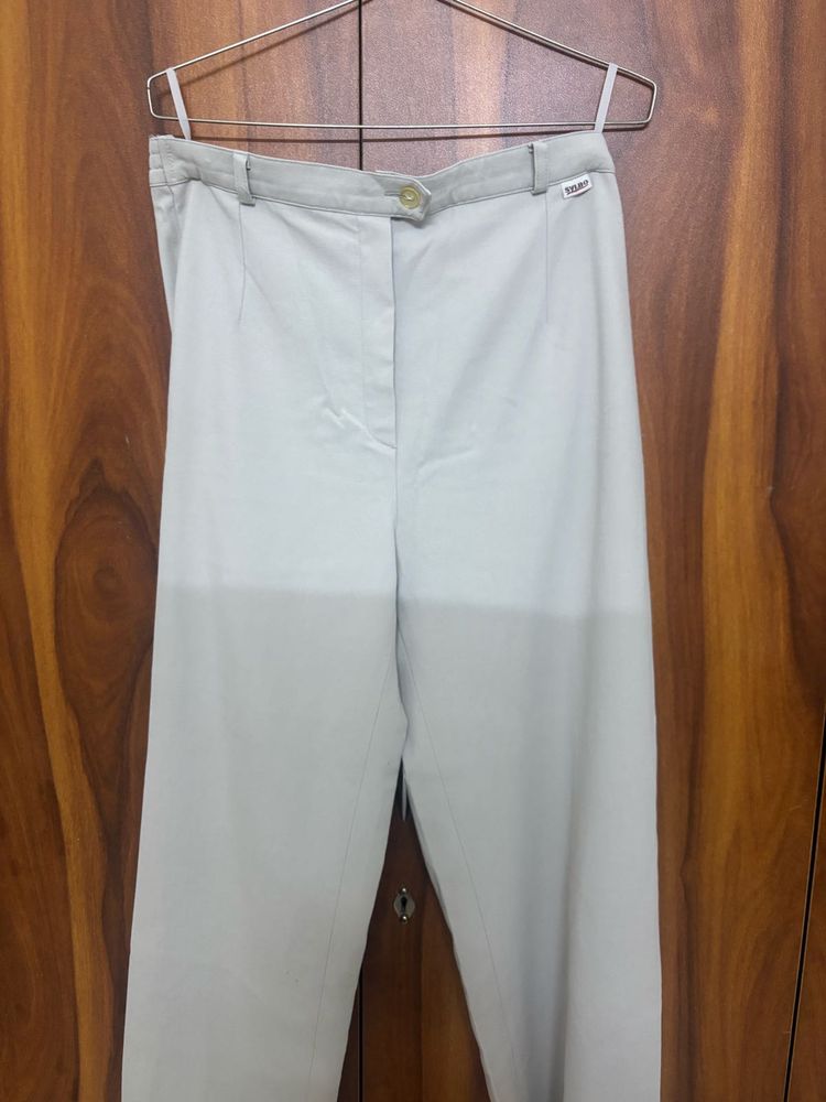 Elegant Beige Wide Leg Pants