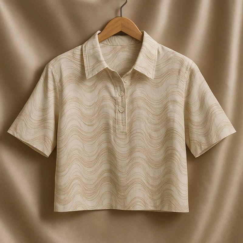 Marble Pattern Collared Top