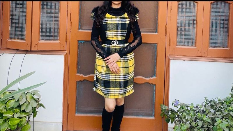 Plaid Pinafore sleeveless Dress