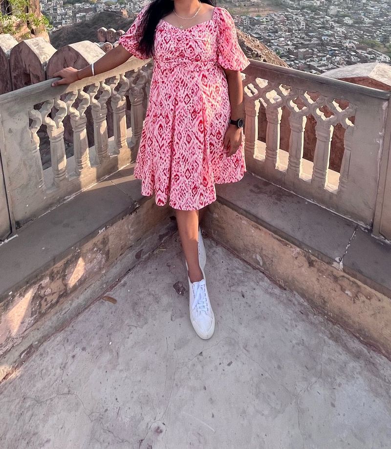 Pink Patterned Mini Dress