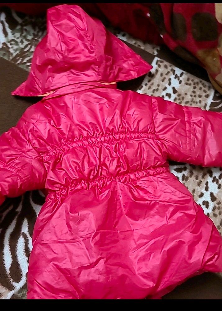 Red fluffy Kids Winter Jacket