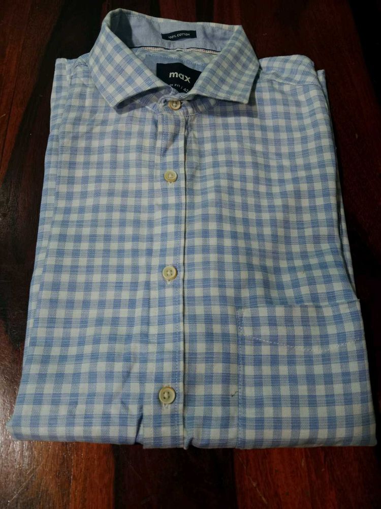 Light Blue Check Semi Formal Shirt