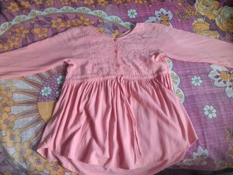 Embroidered Pink Tunic Top