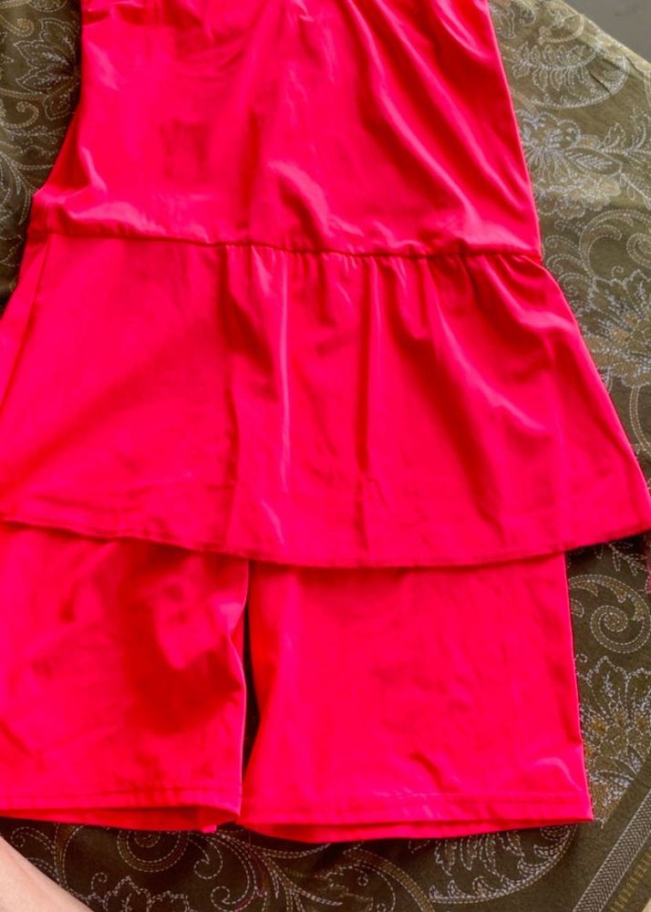 Neon Pink Swimming Costume For Girls