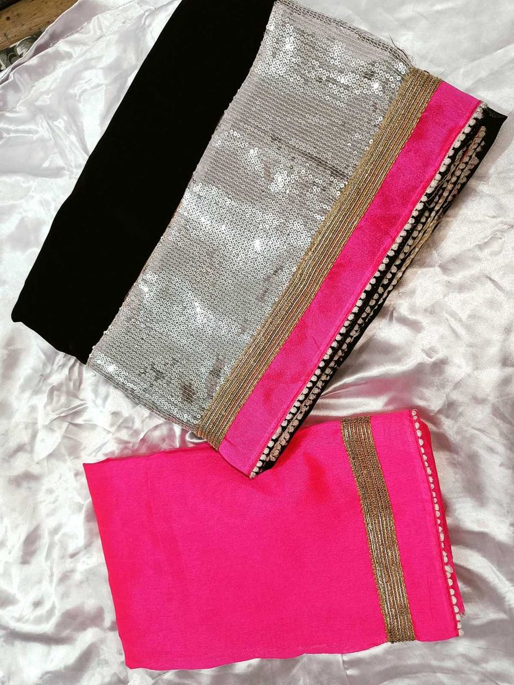 Stylish Sequin &amp; Pink Saree