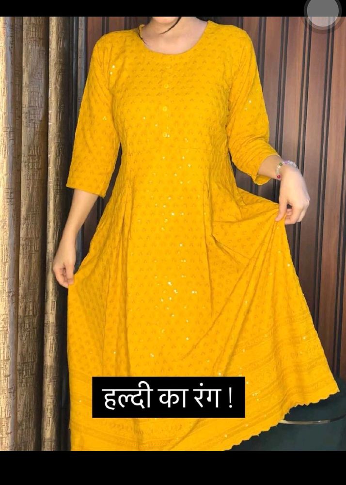 Yellow A Line Kurti