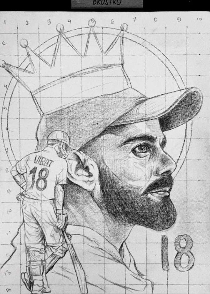 Virat Kohli Outline Drawing
