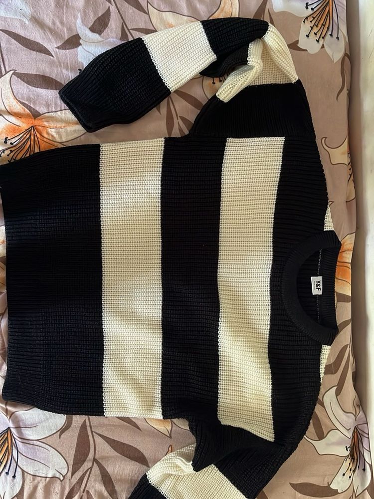 Black &amp; white Striped Sweater