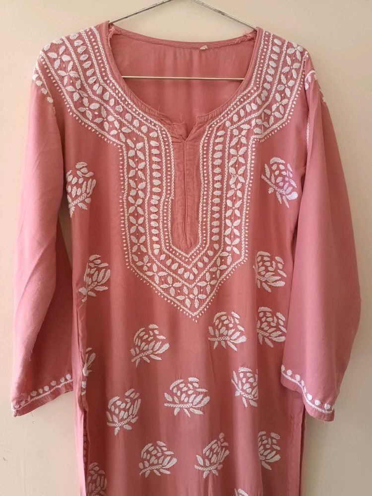 Chikankari Peach Suit