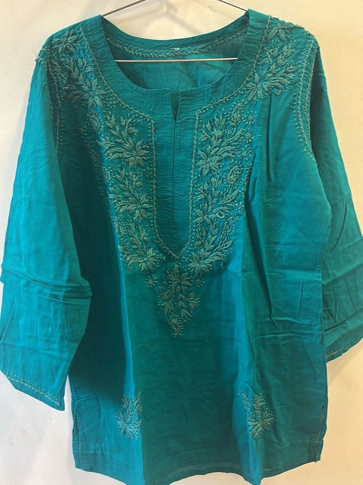 Embroidered Green Kurta