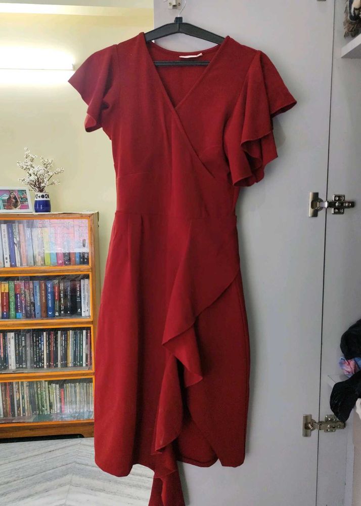 Maroon Ruffle Dress
