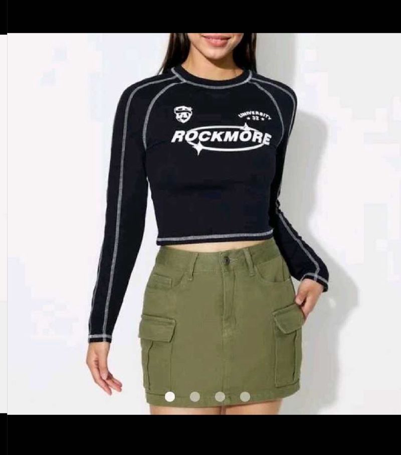 Rockmore Graphic Ribbed Long Sleeve Top